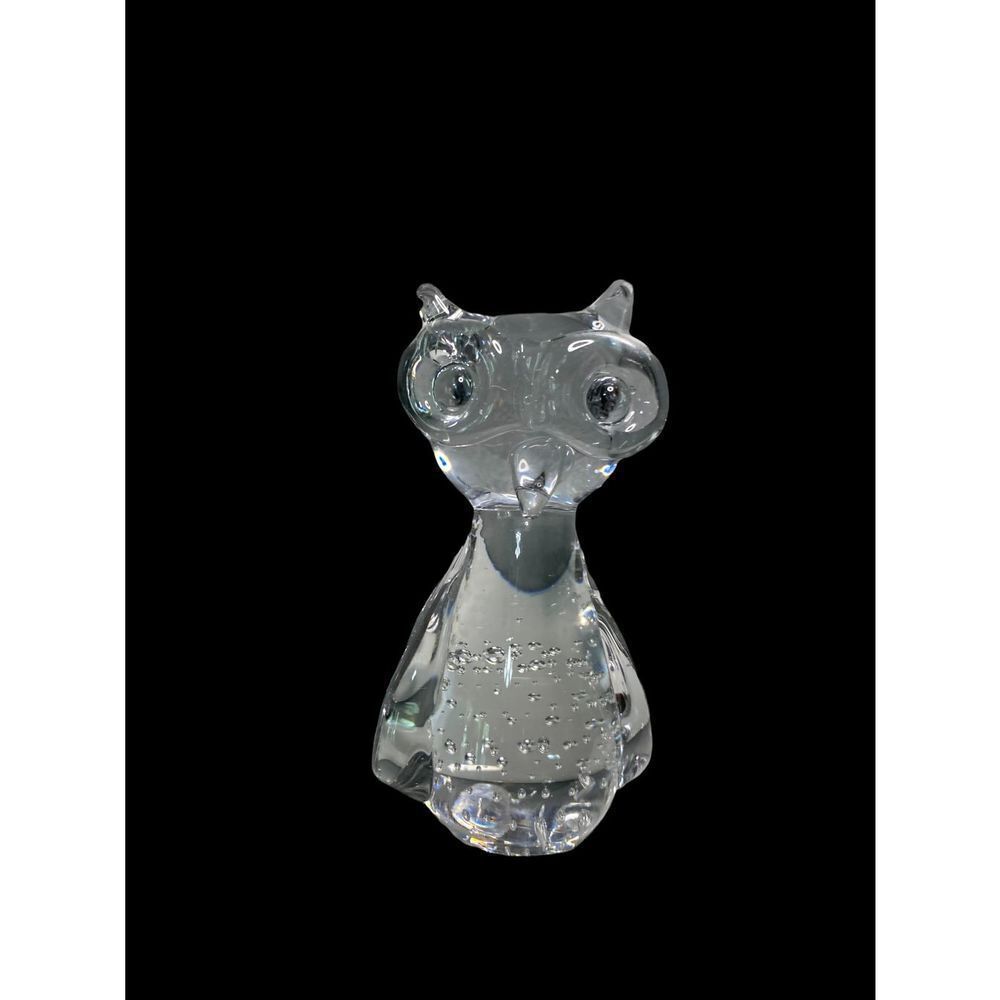 Vintage Himark glass owl paperweight